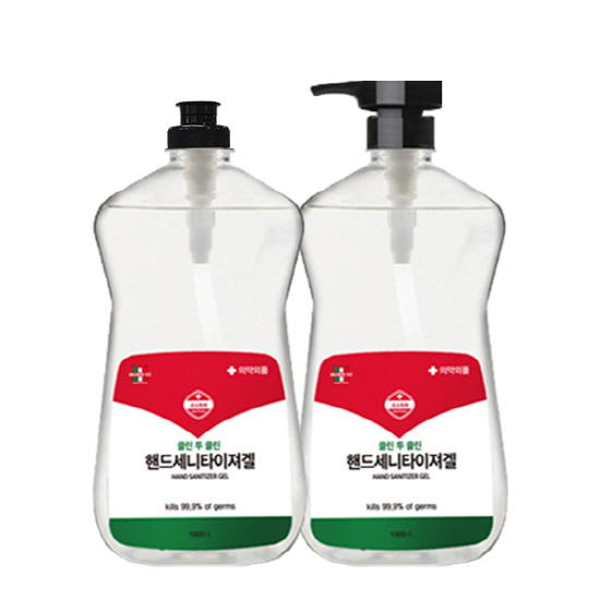 (즉시출고,무료배송,대용량2병)클린투클린 핸드세니타이져겔 손소독제 손세정제 손소독젤 1000mlx2=2000ml대용량 2병 1Lx2=2L(안심살균 99.9%, 알코올 62%)