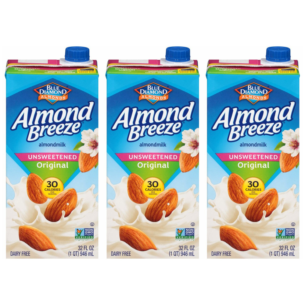 [해외]Blue Diamond Almond Breeze Milk Unsweetened 아몬드브리즈 무가당 오리지널 아몬드 밀크 946ml 3팩