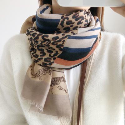 [해외]스카프 실크 머플러 목도리 울 롱 쁘띠 봄가을 얇은 패션 양아치 패턴 면마 여 가을 겨울 호피 망토