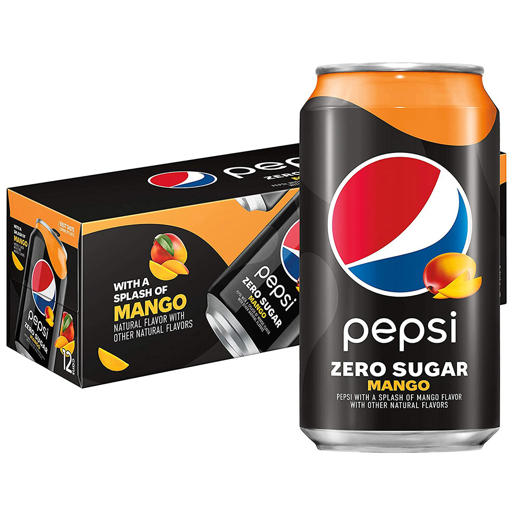 [해외]Pepsi Mango Zero Sugar 12oz Cans 12 Pack 펩시 망고 제로 슈가 355ml 12 캔 1팩
