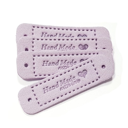 행복한다이세상 핸드메이드 하트라벨 연보라색 가죽라벨 인조가죽