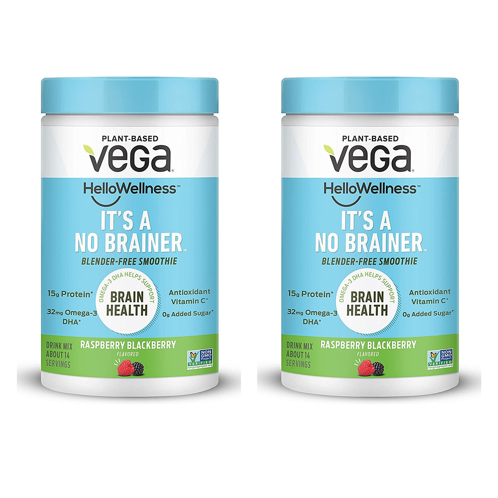 [해외]Vega HelloWellness It’s a No Brainer 베가 헬로웰니스 이츠 어 노 브레이너 프로틴 파우더 라즈베리 블랙베리 378g 2팩