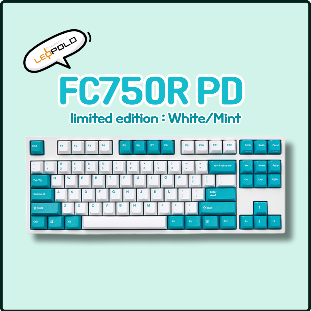 레오폴드 [해외]레오폴드 FC750R PD Summer 화이트민트 84Key 텐키리스 한글 기계식 키보드