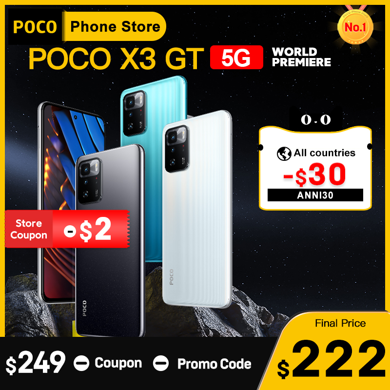 [해외]월드 프리미어 poco x3 gt 5g 8gb 128gb256gb nfc 글로벌 버전 mtk 1100 67w 6.63939 120hz 5000mah 64mp 트리플 카메라