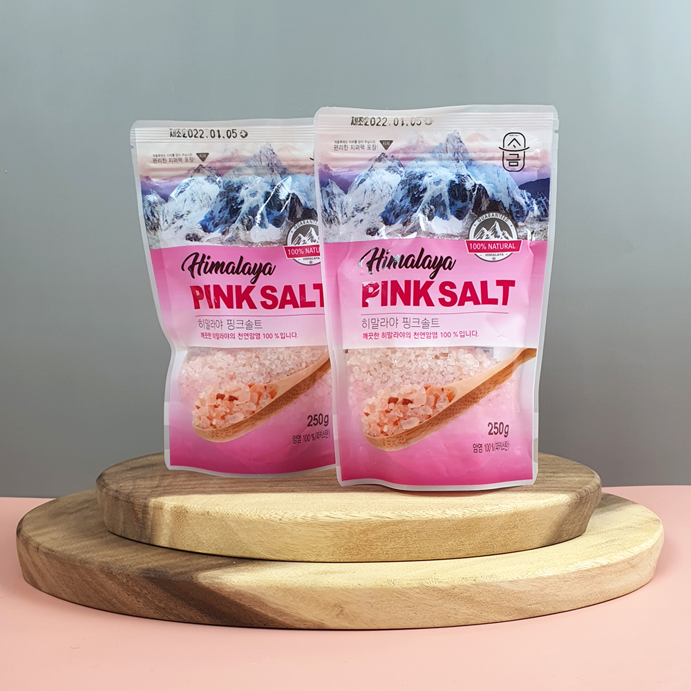 히말라야핑크소금 파우치 250g(굵은입자) 그라인더 미네랄 장례조의 답례품(답례스티커)
