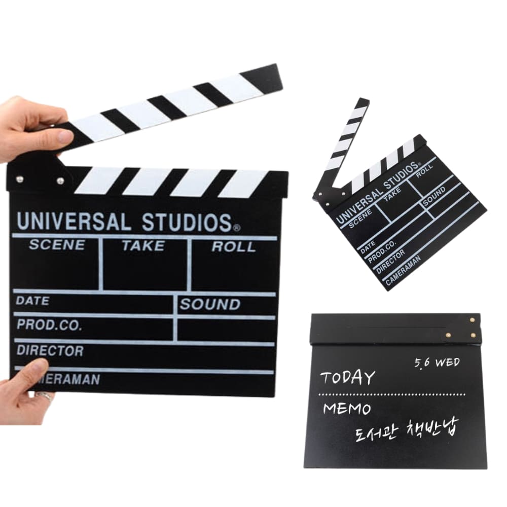 클래퍼 보드 무비 유튜브 영화 방송 촬영용 나무 소품 블랙 슬레이트 딱딱이 레디액션판 클립 클랩스틱 크래퍼 까페 빈티지 인테리어