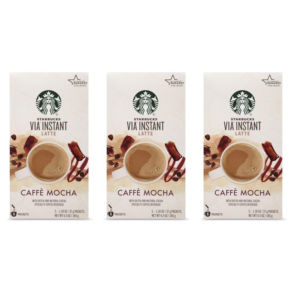[해외]스타벅스 비아 인스턴트 카페 모카 라떼 185g 3팩 Starbucks VIA Instant Caffe Mocha Latte 5 packets