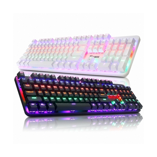 COX COX CK420 교체축 레인보우 LED 게이밍 기계식 키보드 (블랙, 청축)