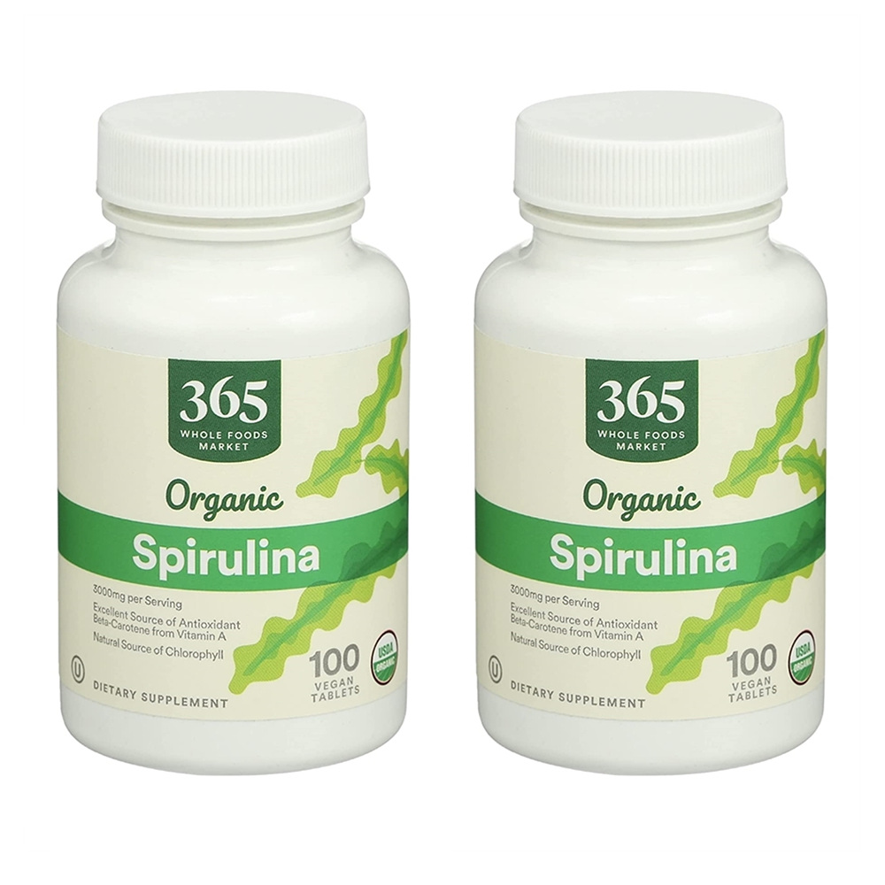 [해외]365 바이 홀푸드 스피루리나 3,000mg 100정 2팩 365 by Whole Foods Market, Spirulina 3000mg