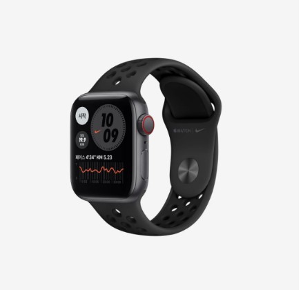 [애플 워치] 애플 워치 SE 나이키 40mm GPS 스페이스 그레이 알루미늄 케이스 나이키 스포츠 밴드 앤트러사이트 블랙 USB C 타입 (국내 정식 발매 제품)MKQ33KH/A