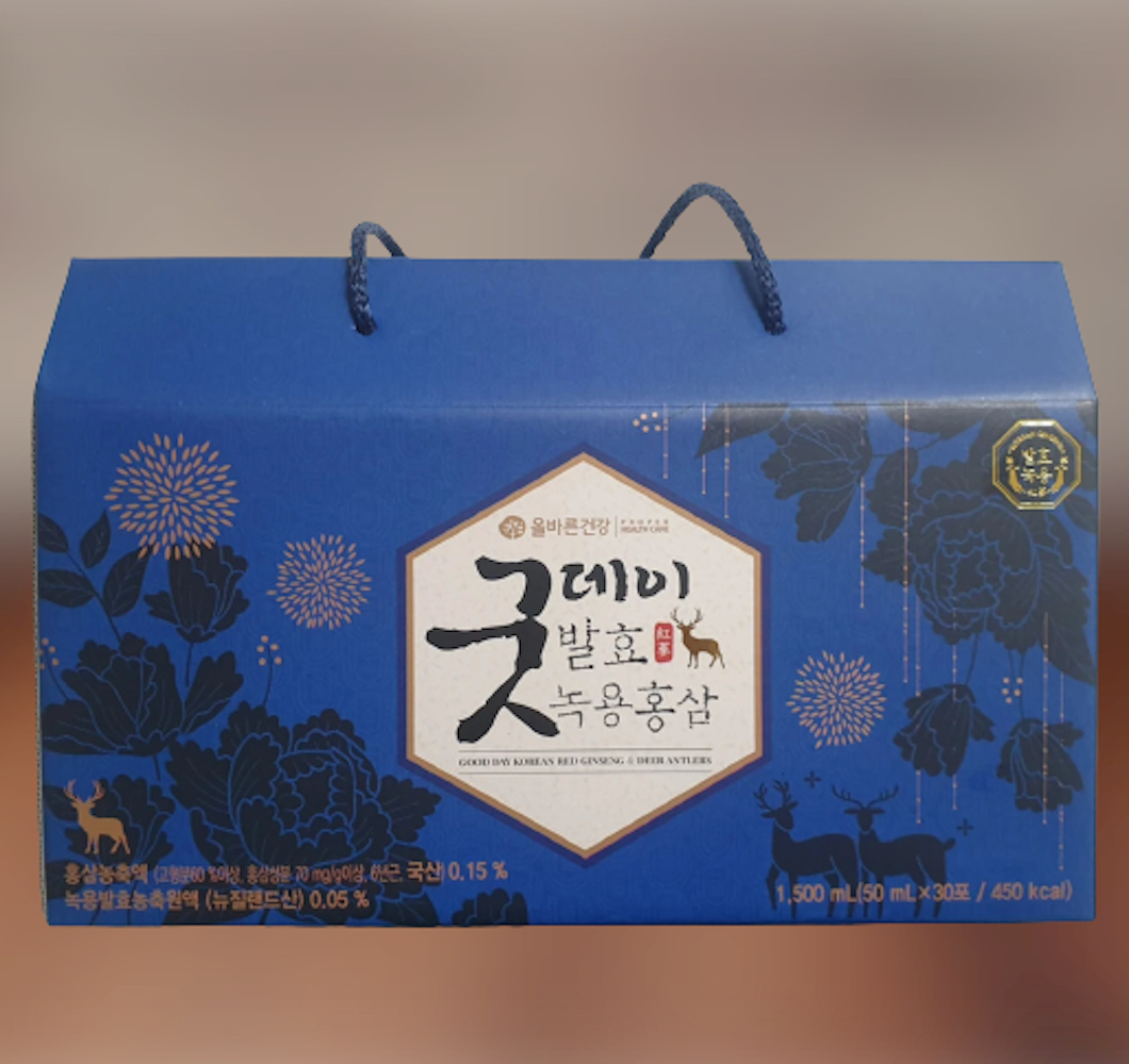 [올바른건강] 굿데이 발효 녹용 홍삼 50ml x 30포 홍삼액 진액 엑기스 할아버지 할머니 부모님 가정의달 건강 선물