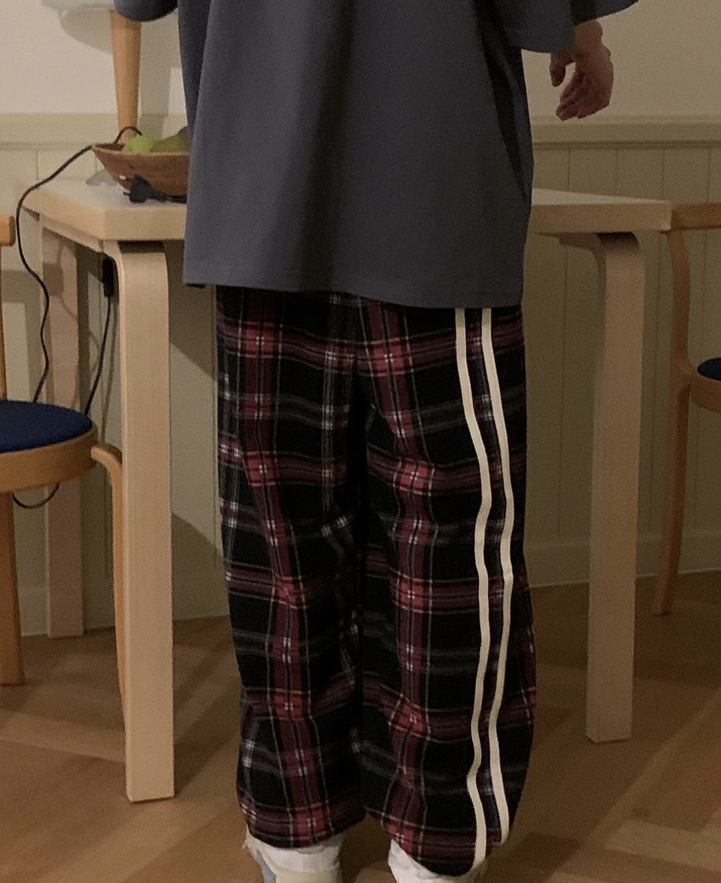 뉴트로조거팬츠 체크 무지 라인 트랙 밴딩바지 3color