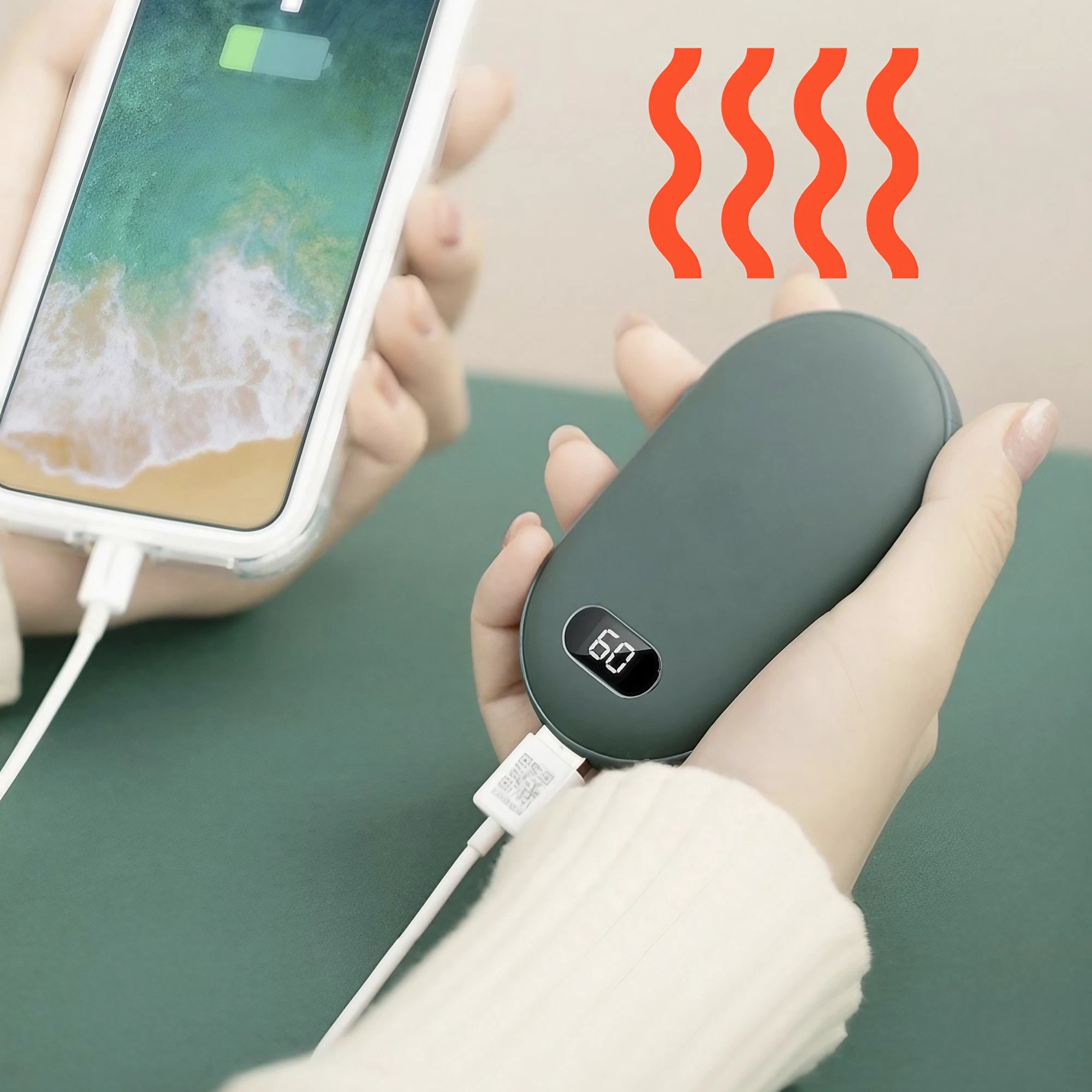 휴대용 충전기 손난로 배터리 5200mAh 온도조절 발열 포켓 난로