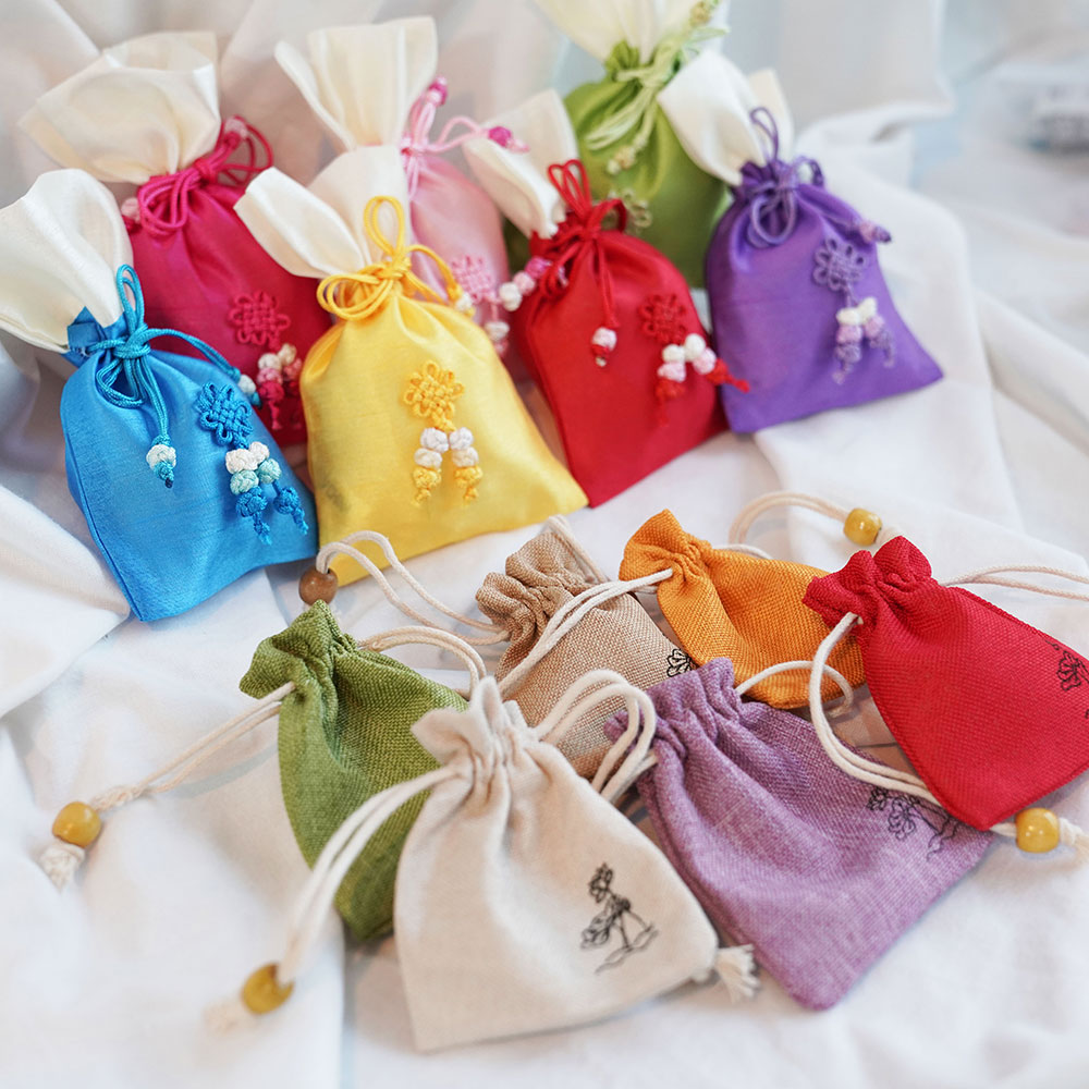 전통 복주머니 실크 비단 파우치 어린이집 설날 명절 미니 세뱃돈 주머니