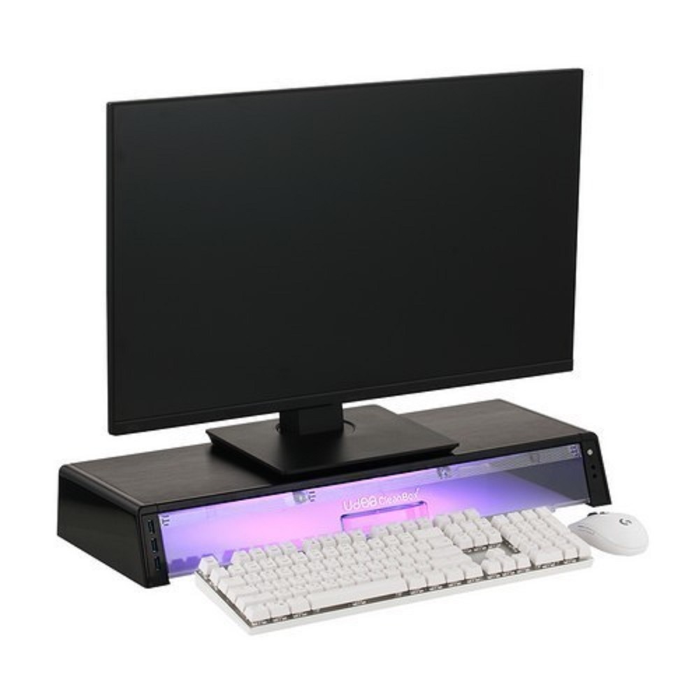 유디아 Dual-UV 99.9% 살균탈취 모니터 받침대 클린박스_100 키보드 마우스 스마트폰 리모컨