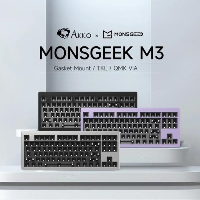 [해외]AKKO MONSGEEK M3 VIA/QMK DIY 키트 RGB 남향 베어본 기계식 게이밍 키보드 알루미늄 CNC 개스킷 마운트 TKL 87