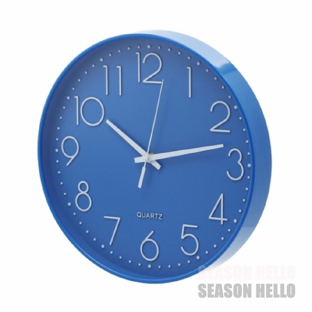 이츠타임 저소음 원형 벽시계 블루 집들이선물 이사선물벽시계