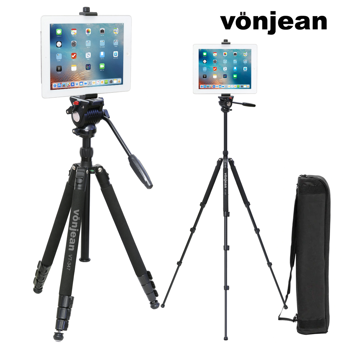VT-347FX 트래블러 태블릿 삼각대 + MT-837H 비디오 헤드 + VCT-853S 아이패드 거치대 SET (갤럭시탭 캠코더 미러리스 DSLR 사진 촬영 및 시청각 전시 등)