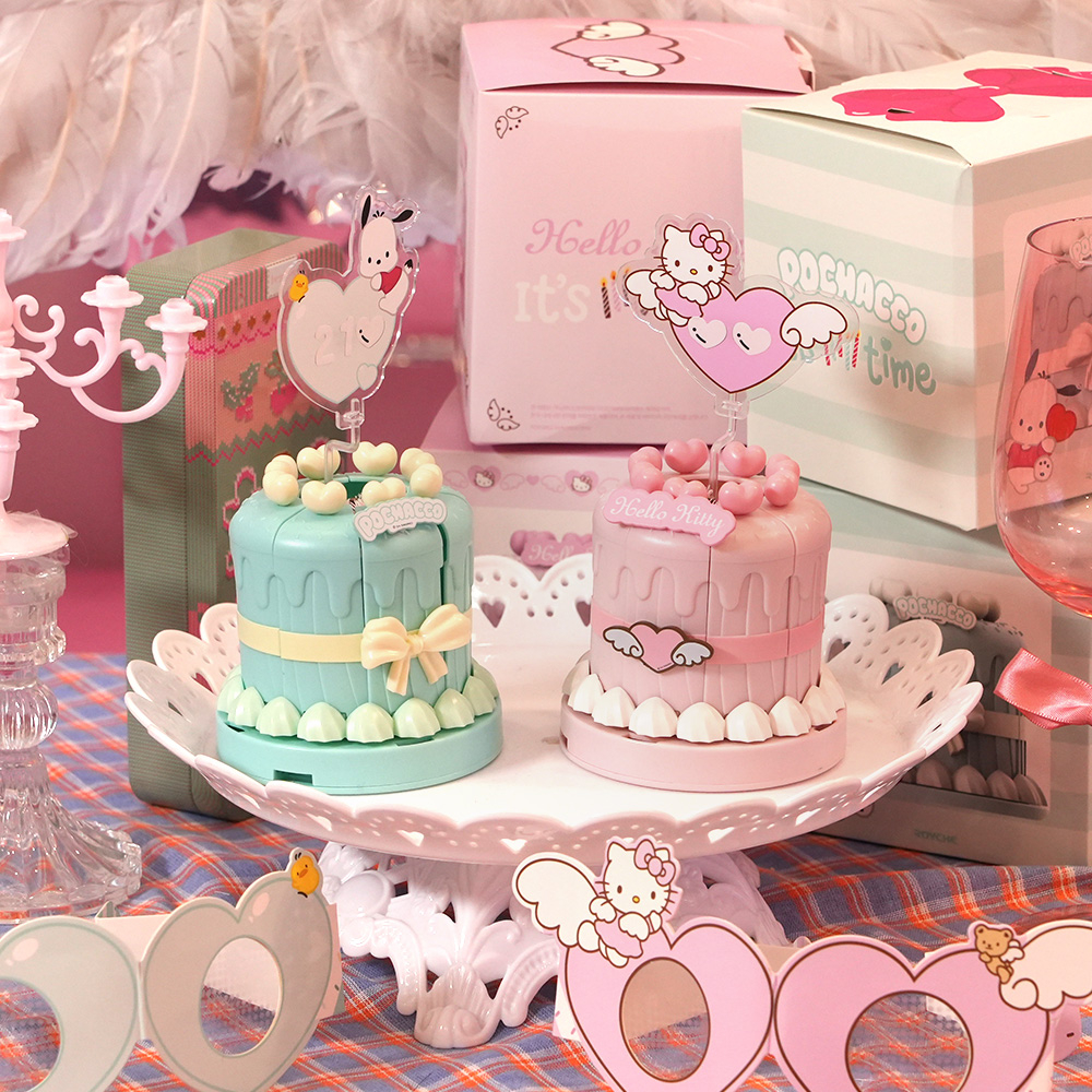 산리오 이츠초타임 회전 멜로디 케이크 생일 축하 파티 용품 초 아이템 헬로키티 포차코