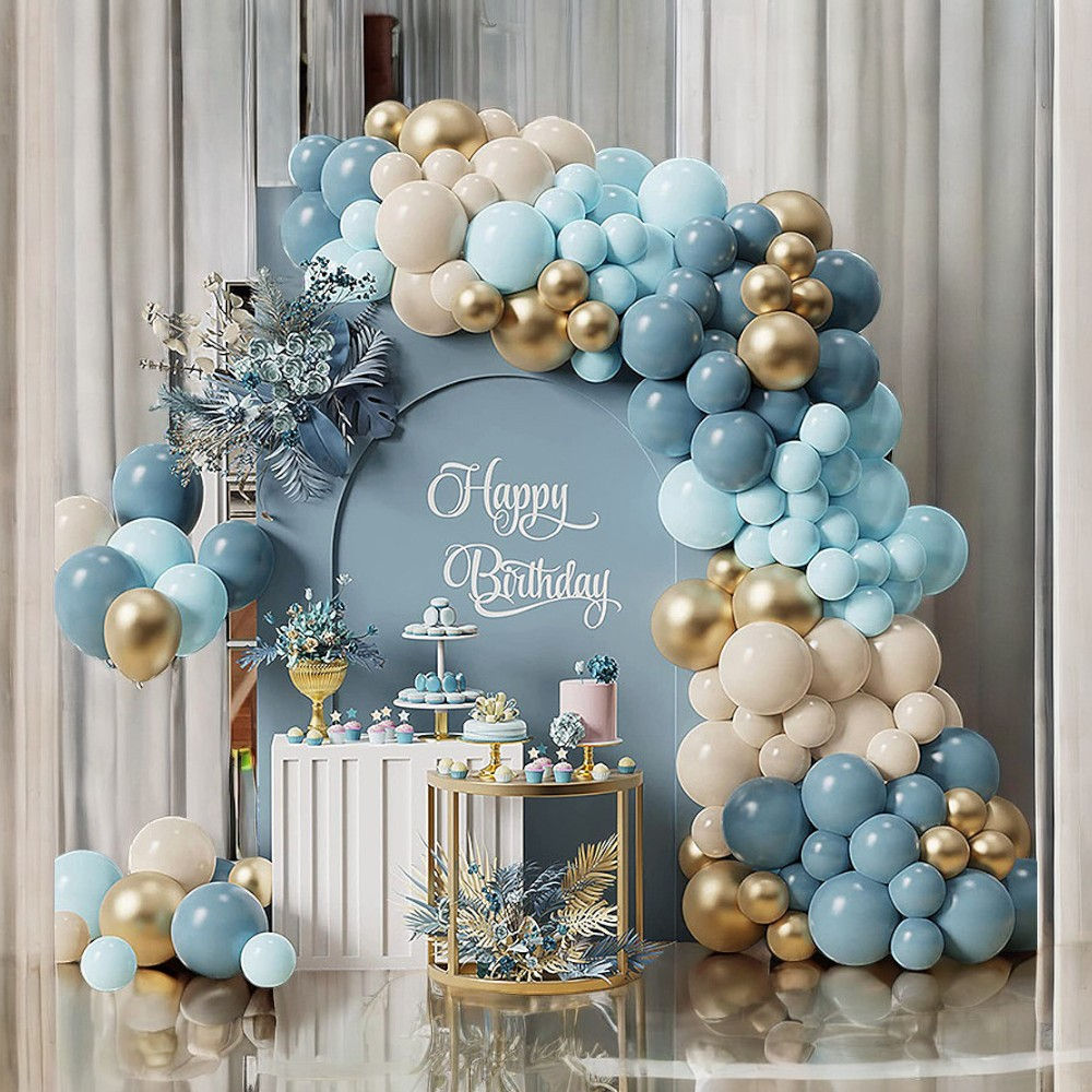 이벤트장식 우아한 골드블루 풍선장식세트 생일포토존 생일풍선세트