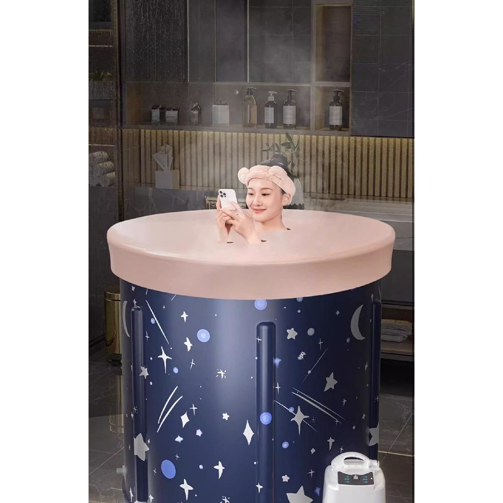 [해외]접이식 반신 욕조 이동식 반신욕기 간이 가정용 폴딩 성인 1인 사우나 목욕통