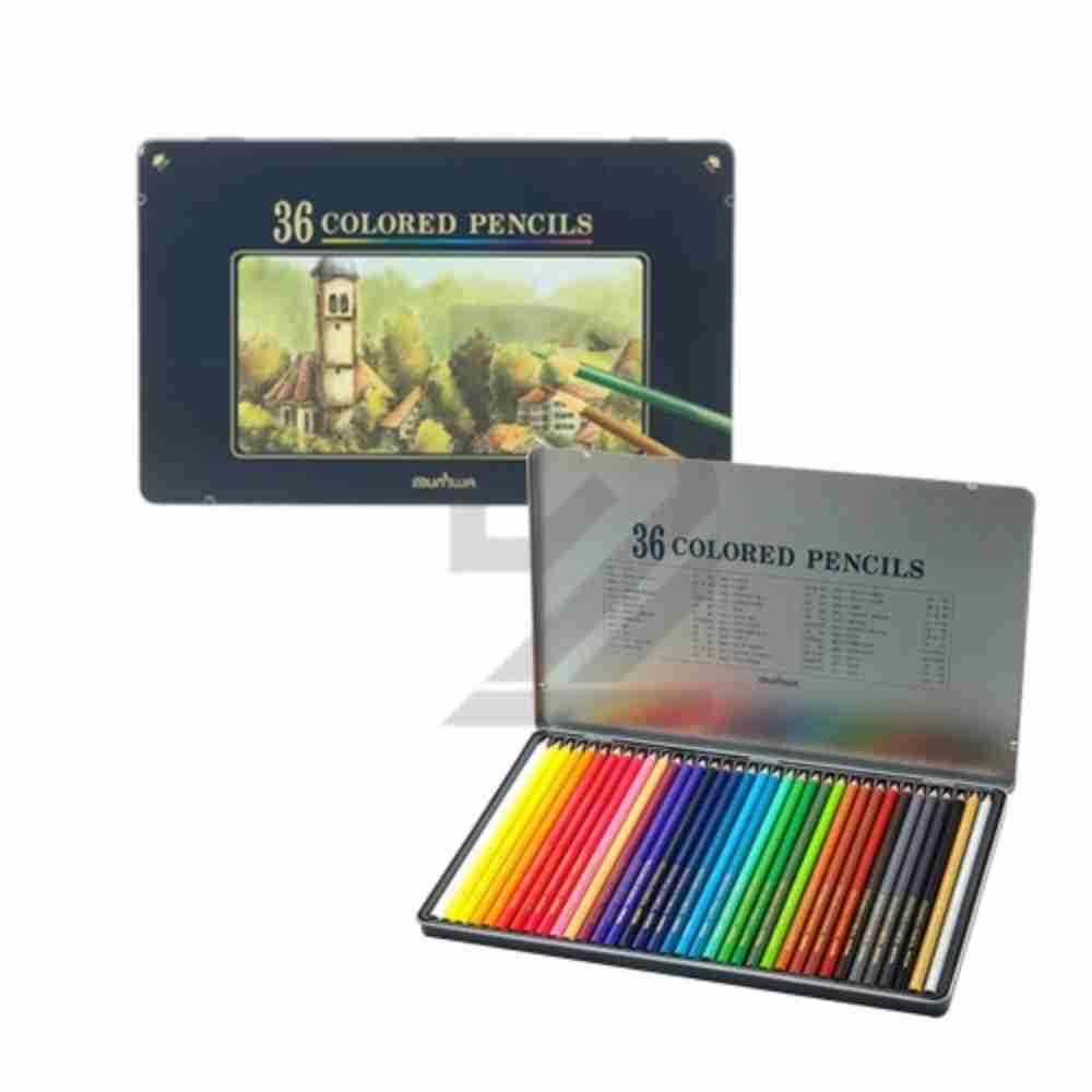 기맹 연필 넥스프로 고급 유성색연필 36색 틴케이스 박스 24개입 그림색연필