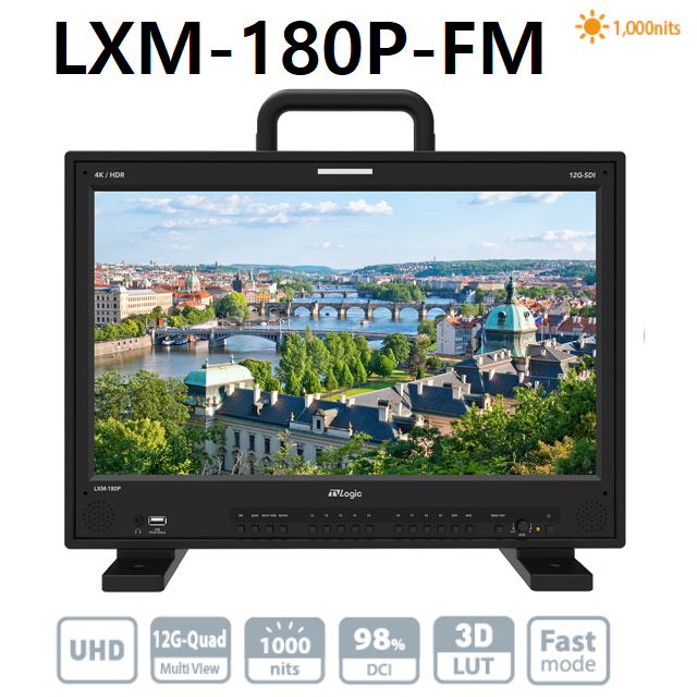 TVLogic LXM-180P-FM / 18.4인치  4K/UHD 12G Quad Field Monitor with Multi-Mounting Cage