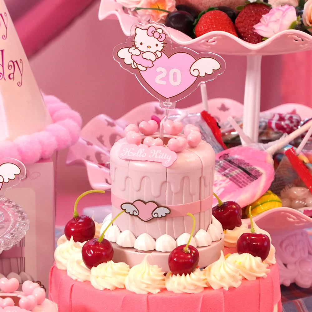 로이체 이츠초타임 파티 멜로디 용품 생일초 케이크 토퍼 촛불 산리오 헬로키티