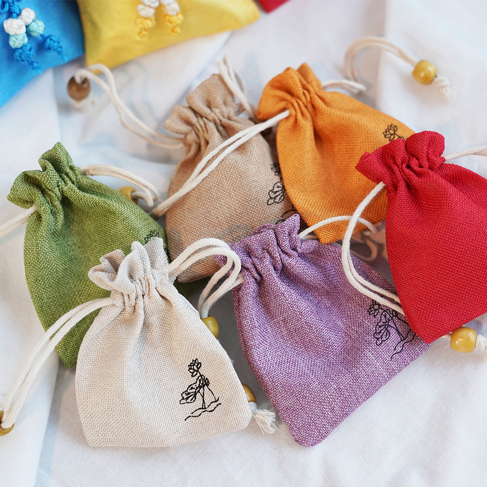 전통 연잎 복주머니 비단 파우치 어린이집 설날 명절 미니 세뱃돈 주머니