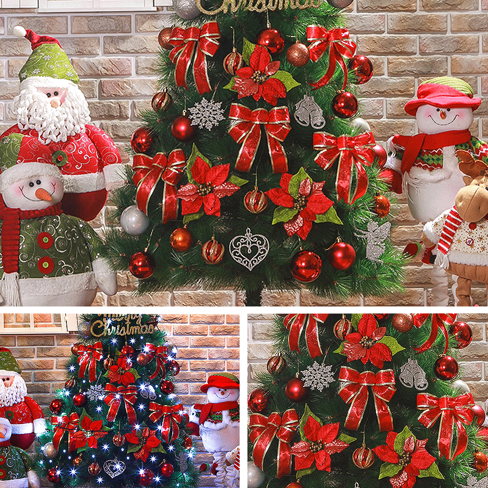 크리스마스 150cm 트리 장식 세트 성탄절 트리용 데코 오너먼트 장식볼 레드리본꽃
