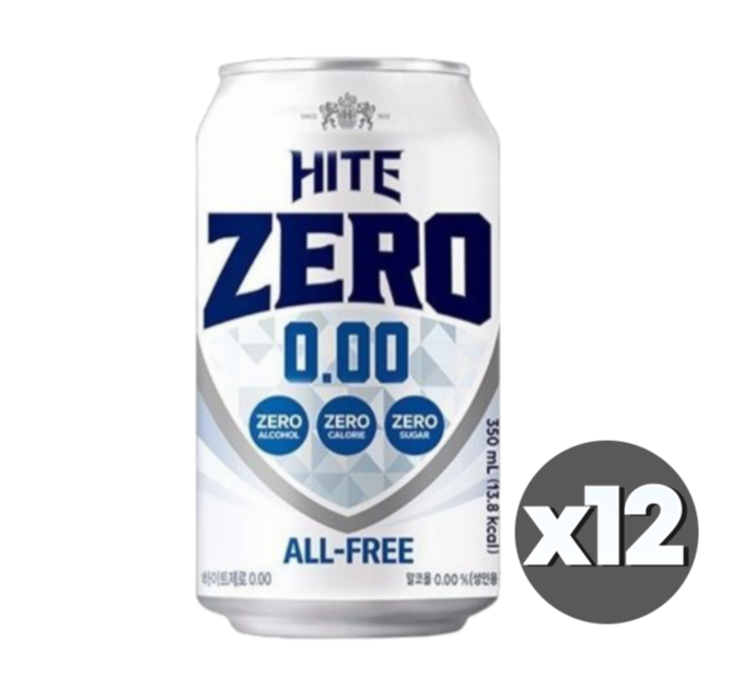 대구경북능금농협 무알콜 하이트 제로 올프리 0.00 맥주 맥주맛음료 350ml, 12개