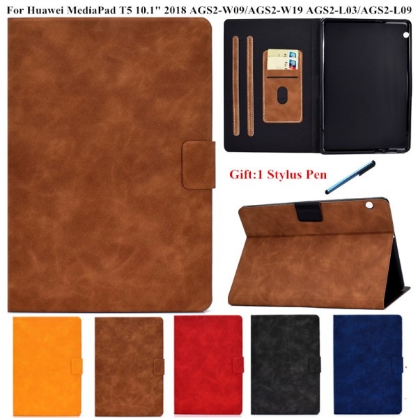 화웨이 MediaPad T5 10 용 태블릿 케이스 미디어 패드 커버 인치 AGS2-W09 L09 마그네틱 쉘