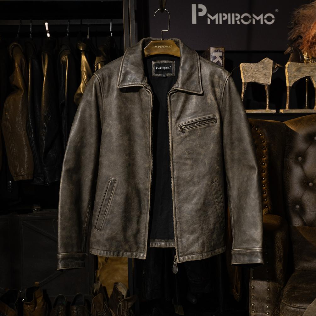 [해외]재고 ~하이엔드-사진은 실물입니다~500 최상급 소가죽 양 레트로 디스트레스드 재킷