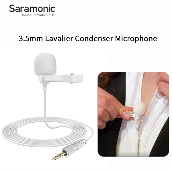 100% Saramonic SR-M1W dslr 카메라 용 3.5mm TRS 콘덴서 Lavalier Lapel 마이크 Youtube Recording 라이브 스트리밍