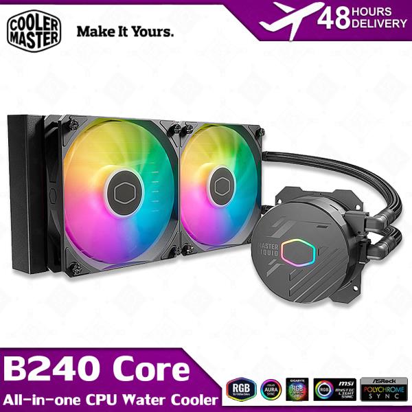 쿨러 마스터 올인원 CPU 수냉기 240mm 라디에이터 듀얼 캐비티 냉각 전력 소비 260W AMD  인텔 코어 지지대