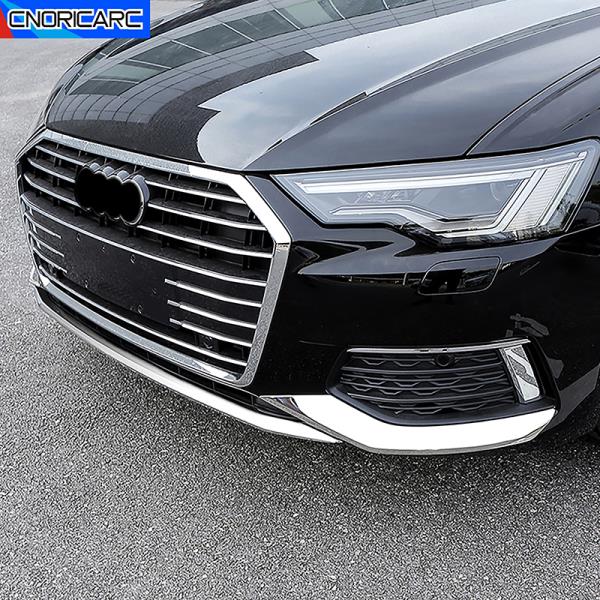 자동차 앞 범퍼 립 스포일러 스플리터 장식 트림 스티커 아우디 A6 C8 2019-2022 스테인레스 스틸 액세서리