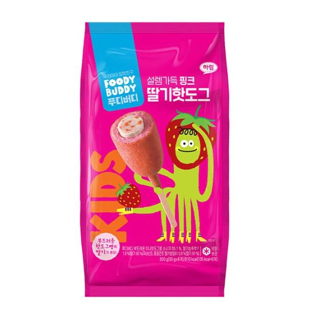푸디버디 설렘가득 핑크 딸기핫도그 300g 먹을거리 초등간식 존맛탱 아이들간식 군것질거리