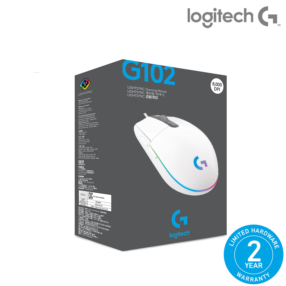 로지텍 로지텍코리아 로지텍G G102 2세대 LIGHTSYNC 게이밍 마우스 정품 박스 화이트