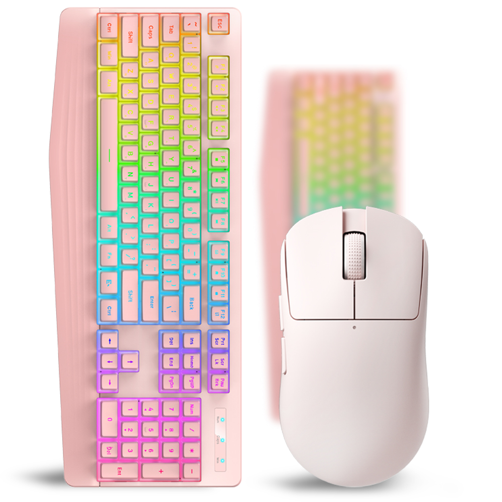 몬스타 몬스타기어 X104 푸딩 PBT 키캡 RGB 팜레스트 보글보글 저소음 키보드 마우스 세트