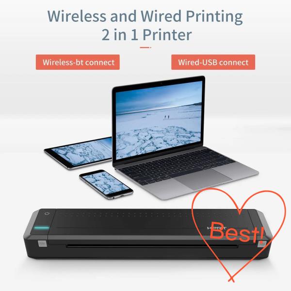 호환100% hp 호환RT MT800 모바일 미니 열 리본 A4 용지 크기 지지대 일반 안드로이드 휴대폰 무선 소형 프린터