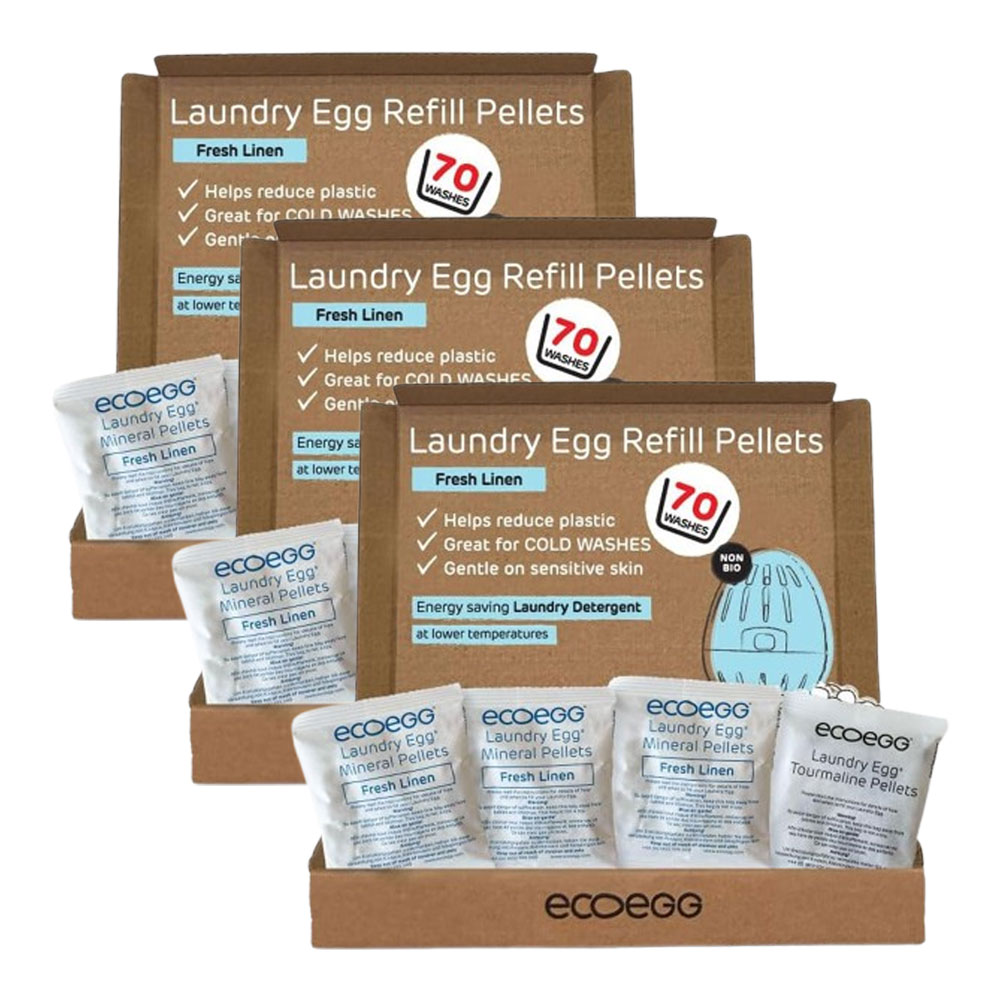 [해외]에코에그 세탁 리필 펠릿 세제 런드리 에그 Ecoegg 70워시 프레시 린넨 3팩