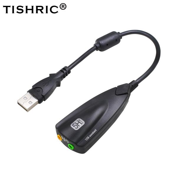 TISHRIC 프로모션 5HV2 외부 usb 사운드 카드 7.1 헤드폰 스피커 용 3.5mm 오디오 인터페이스 어댑터 포함 노트북 컴퓨터 PC