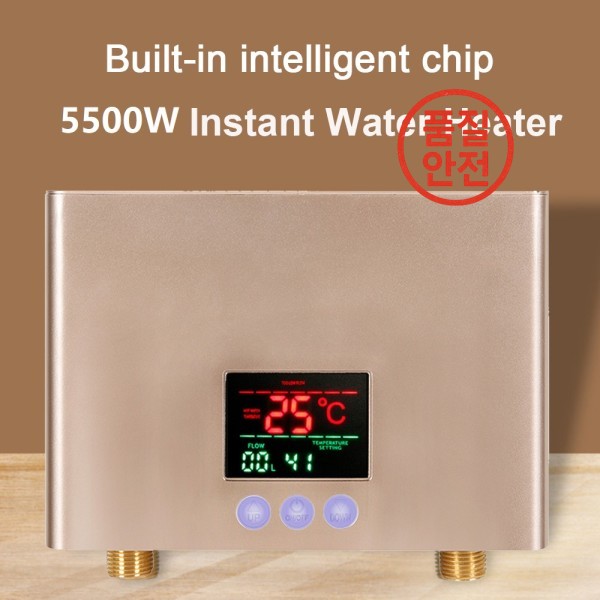 주방용 미니 인스턴트 온수기 탱크리스 전기 벽걸이형 LED 디스플레이 리모컨 욕실용 5500W