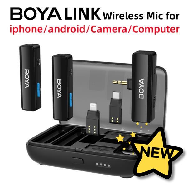 100% BOYA iPhone 용 무선 라 발리에 옷깃 마이크 안드로이드 DSLR 컴퓨터 Youtube 스트리밍 오디오 녹음