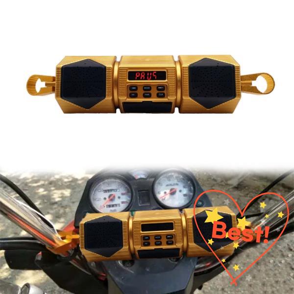 100% 호환 오토바이 MP3 플레이어 핸들 바 스피커 블루투스 음악 FM 라디오 방수 조절 가능 브래킷 자전거 스테레오 12V
