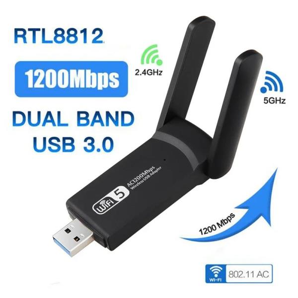 2.4G 5G 1200Mbps USB 무선 네트워크 카드 동글 안테나 AP 와이파이 어댑터 듀얼 3.0 랜 이더넷