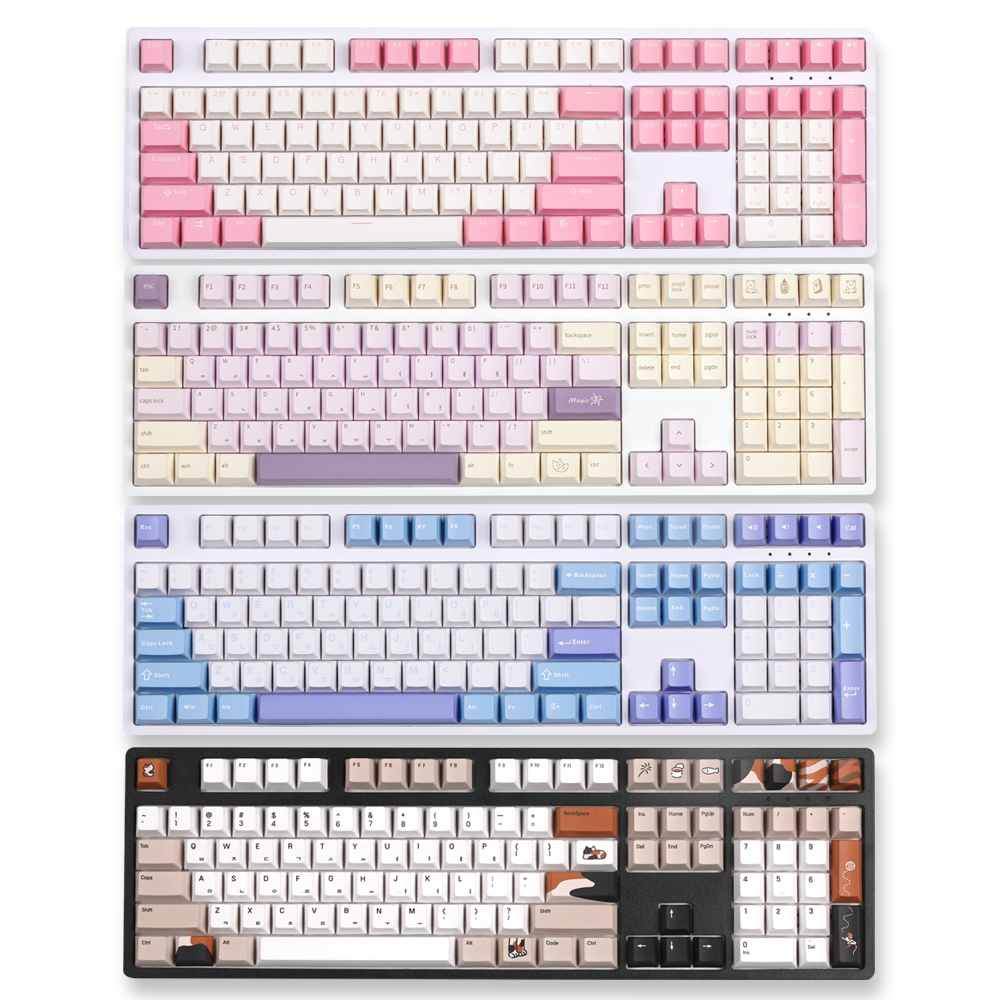 가츠 닌자108 SE 화이트 로즈 밀감축 핫스왑 풀윤활 커스텀 기계식 조약돌 키보드