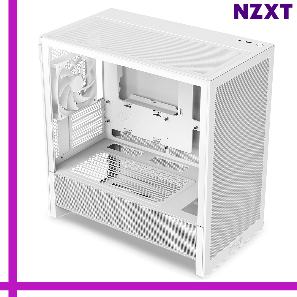 NZXT [2년 워런티] NZXT H3 FLOW 화이트 미들타워 PC케이스 저소음 고성능 전면 120mm 팬 기본 장착 모던 심플 디자인 메쉬 패널 간편한 업그레이드
