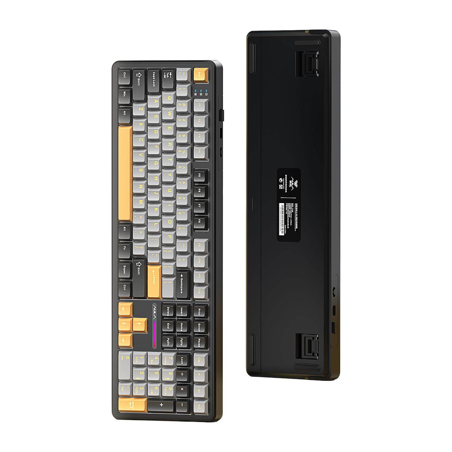 [해외]AULA 독거미 F108 핫스왑 유무선 기계식 키보드 미드나잇 블랙 (108키), 청우축