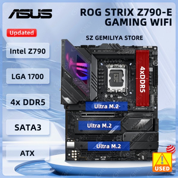 ASUS ROG STRIX Z790-E GAMING WIFI 메인보드 인텔 LGA DDR5 192GB Wi-Fi 6E 지원 i9-14900T CPU